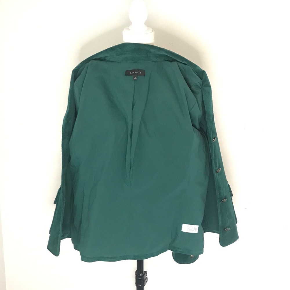 Talbots Emerald Green Velvet Four Button Blazer w/Lining Size 16 Luxury Jacket - Picture 6 of 10